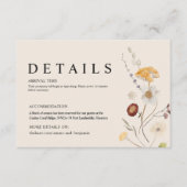 D'accompagnement Carte Boho Fleur sauvage Mariage Détails (Devant)