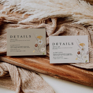D'accompagnement Carte Boho Fleur sauvage Mariage Détails