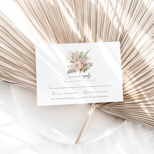 D'accompagnement Carte Boho Pampas Dusty Rose RSVP