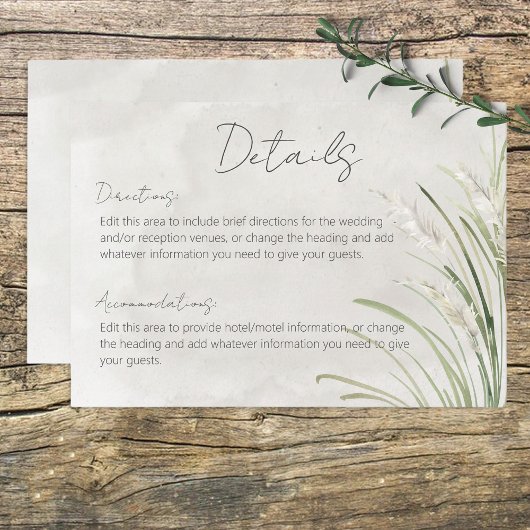 D'accompagnement Carte Boho Pampas Grass Minimal Moderne Détails