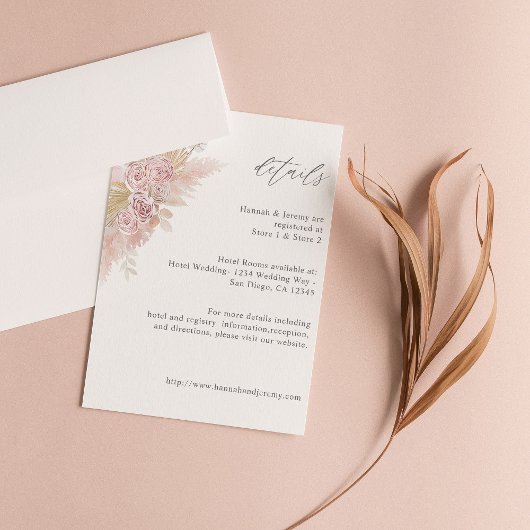 D'accompagnement Carte Boho rose Floral SM