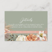 D'accompagnement Carte Boho Sage Green Peach Floral Mariage Détails (Devant)