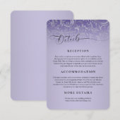 D'accompagnement Carte Boîtier de Réception Mariage damassé Violet (Devant / Derrière)