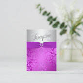 D'accompagnement Carte boîtier Mitzva Bat Damask Argent et Violet (Debout devant)