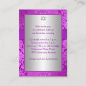 D'accompagnement Carte boîtier Mitzva Bat Damask Argent et Violet (Dos)