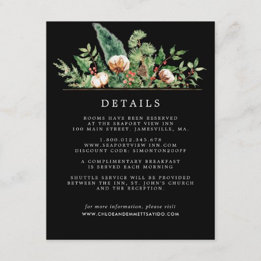 D'accompagnement Carte Botanique Rustique D'Hiver Mariage (Devant)