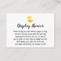 Carte cadeau Baby shower écran simple, Canard en c