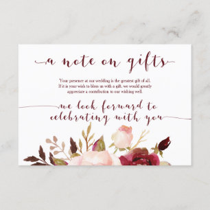 D'accompagnement Carte Cadeaux de Mariage Floral Bourgogne