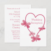 D'accompagnement Carte Coeur rose de la réception de mariage (Devant / Derrière)