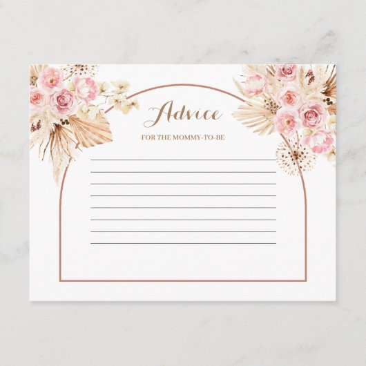 D'accompagnement Carte conseil Pink Floral Boho Pampas Grass (Devant)