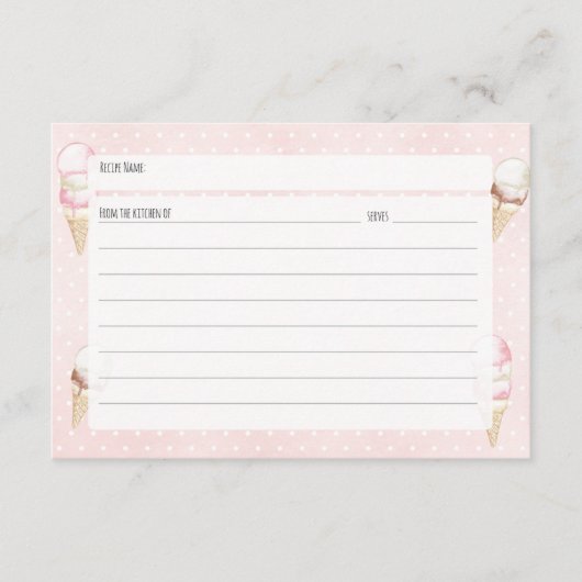 D'accompagnement Carte Crème glacée et recette rose Pois (Devant)
