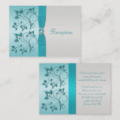 D'accompagnement Carte d'accueil Aqua et Silver Floral (Devant / Derrière)