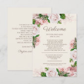 D'accompagnement Carte d'accueil de mariage florale rose (Devant / Derrière)