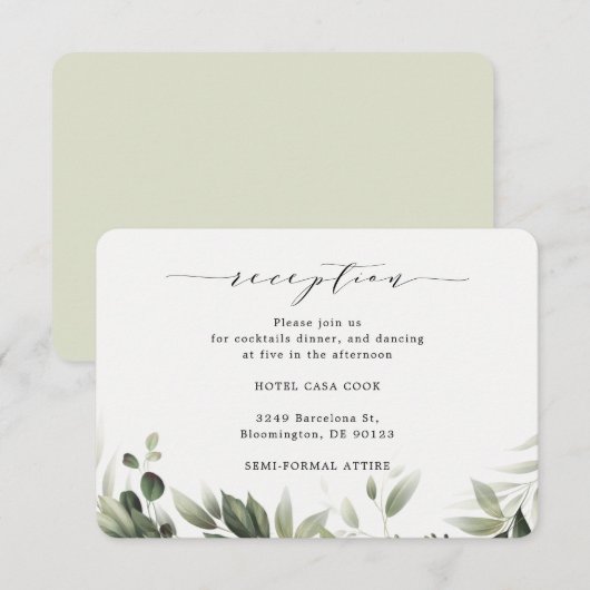 D'accompagnement Carte d'accueil Eucalyptus simple et défraîchie (Devant / Derrière)