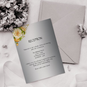 D'accompagnement Carte d'accueil mariage Argent et Roses Jaunes