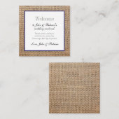 D'accompagnement Carte d'accueil Mariage bleu Burlap & Navy (Devant / Derrière)