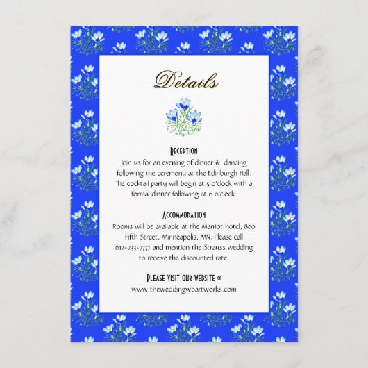 D'accompagnement Carte d'annonce de mariage au Crocus Bleu (Devant)