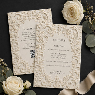 D'accompagnement Carte d'annonce de mariage élégante baroque floral