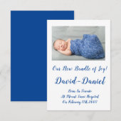 D'accompagnement Carte d'annonce de naissance de beau bébé garçon (Devant / Derrière)