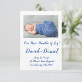D'accompagnement Carte d'annonce de naissance de beau bébé garçon (Debout devant)