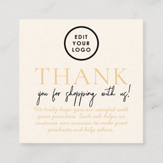 D'accompagnement Carte d'appréciation client chic (Dos)