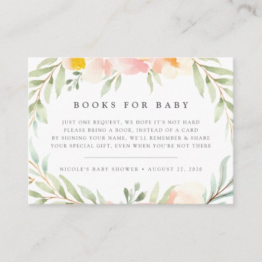D'accompagnement Carte de Baby shower Airy Floral Book Request (Devant)