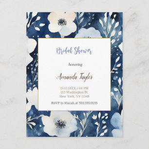D'accompagnement Carte de Baby Shower Minimaliste Fleurs Bleues Bla