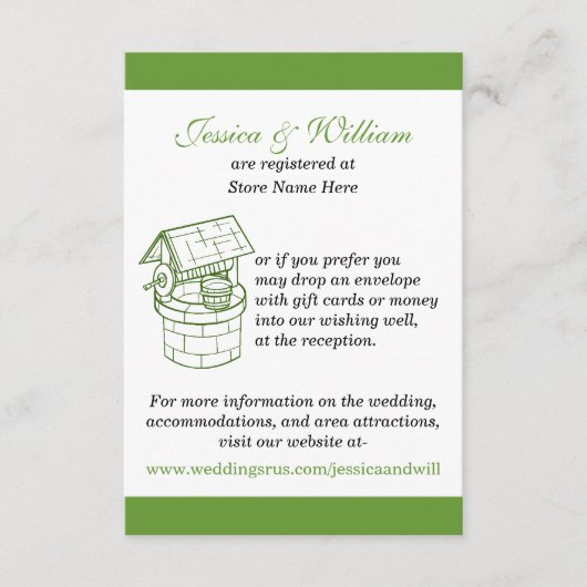 D'accompagnement Carte de bien-être pour Mariage vert et blanc (Devant)