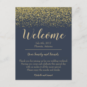D'accompagnement Carte de bienvenue de mariage Navy Blue et Or pour