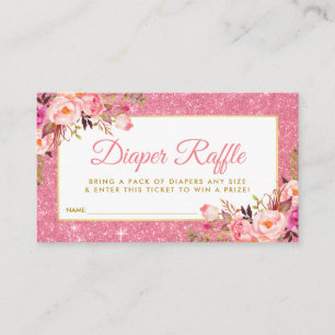 D'accompagnement Carte de billet baby shower Pink Gold Diaper