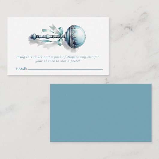 D'accompagnement Carte de billet Blue Baby Rattle Boy Diaper (Devant / Derrière)