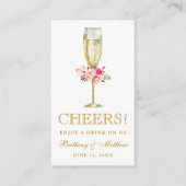 D'accompagnement Carte de billet de boisson de mariage floral rose  (Devant)