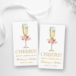 D'accompagnement Carte de billet de boisson de mariage floral rose