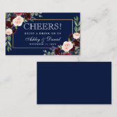 D'accompagnement Carte de billet pour le Mariage Bleu Bourgogne (Devant / Derrière)