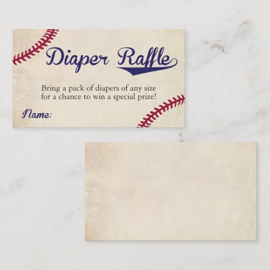 D'accompagnement Carte de billets de baseball Thème Diaper Raffle V (Devant / Derrière)