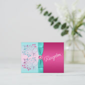 D'accompagnement Carte de boîtier Aqua Floral IMPRIMÉE, rose chaud  (Debout devant)