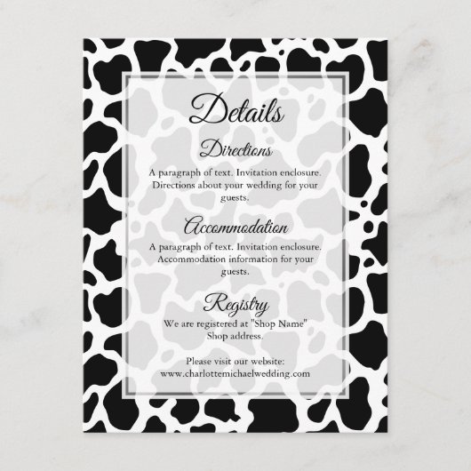 D'accompagnement Carte de boîtier Arrière - plan Motif de vache (Devant)