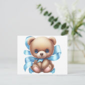 D'accompagnement Carte de boîtier Baby shower bleu Teddy Bear Code  (Debout devant)