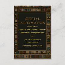 Carte de boîtier Baby shower Gold Kente