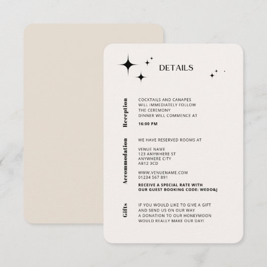 D'accompagnement Carte de boîtier céleste d'ivoire moderne OLIVIA (Devant / Derrière)