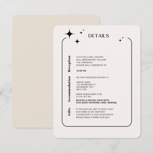 D'accompagnement Carte de boîtier céleste d'ivoire moderne OLIVIA (Devant / Derrière)