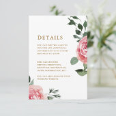 D'accompagnement Carte de boîtier Chic Rose Roses Information de l' (Debout devant)