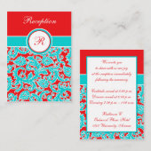 D'accompagnement Carte de boîtier Damas Monogramme blanc bleu (Devant / Derrière)