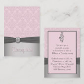 D'accompagnement Carte de boîtier de ballon rose et gris Damas (Devant / Derrière)