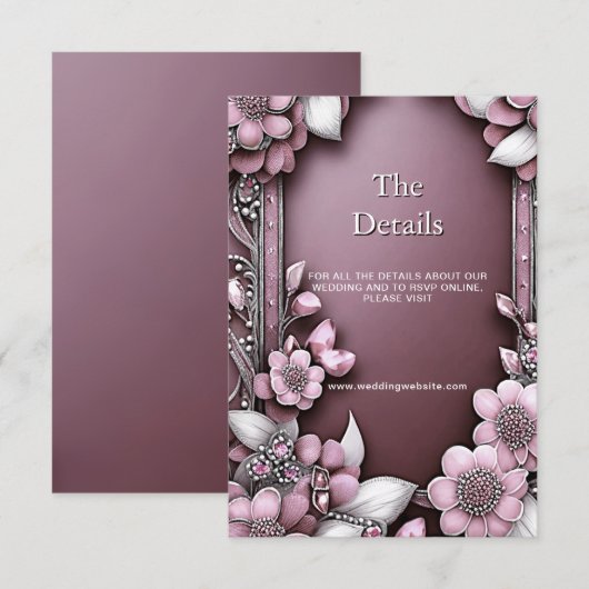 D'accompagnement Carte de boîtier de cadre floral rose (Devant / Derrière)