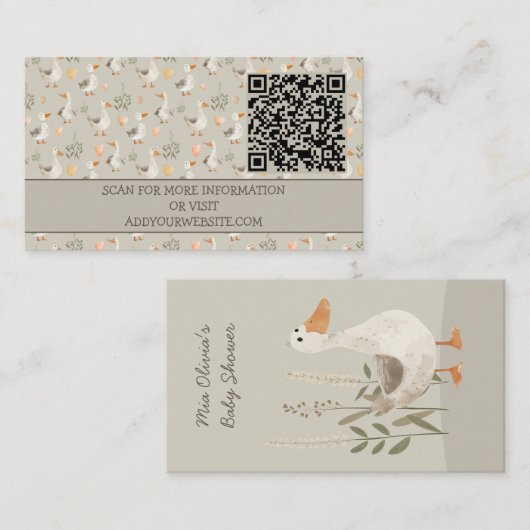 D'accompagnement Carte de boîtier de code QR de l'oie d'aquarelle m (Devant / Derrière)