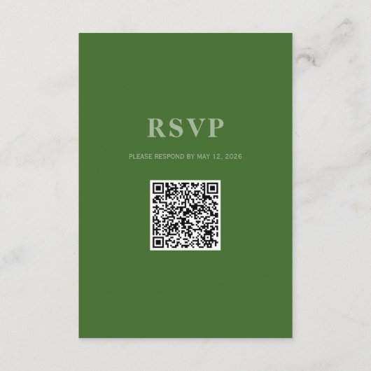 D'accompagnement Carte de boîtier de code QR Mariage vert (Dos)