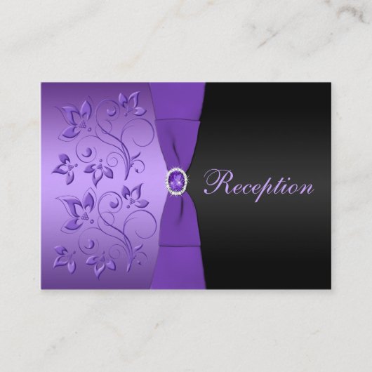D'accompagnement Carte de boîtier de réception florale violette et (Devant)