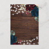 D'accompagnement Carte de boîtier de réception Marsala & Navy Fleur (Dos)