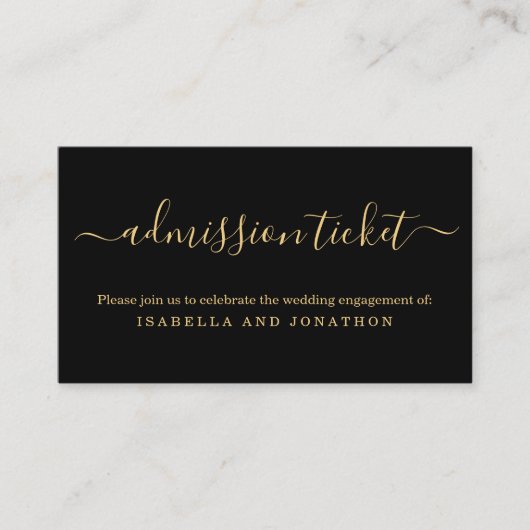 D'accompagnement Carte de boîtier de ticket d'entrée noir et or (Devant)